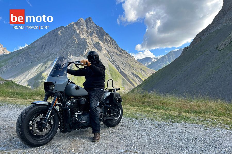 BeMoto team member on his Harley Davidson touring in Europe